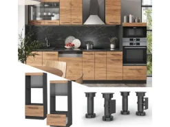 Vicco Mikrowellenschrank Fame-Line Goldkraft Eiche/Anthrazit 60 cm Offen