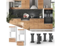 Vicco Mikrowellenschrank Fame-Line Küchenregal für die Mikrowelle Goldkraft Eiche/Weiß 60 cm Offen