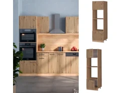 Vicco Mikrowellenschrank R-Line Küchenregal für die Mikrowelle Artisan-Eiche/Goldkraft Eiche 60 cm