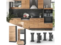 Vicco Mikrowellenschrank Fame-Line Küchenregal für die Mikrowelle Goldkraft Eiche/Anthrazit 60 cm