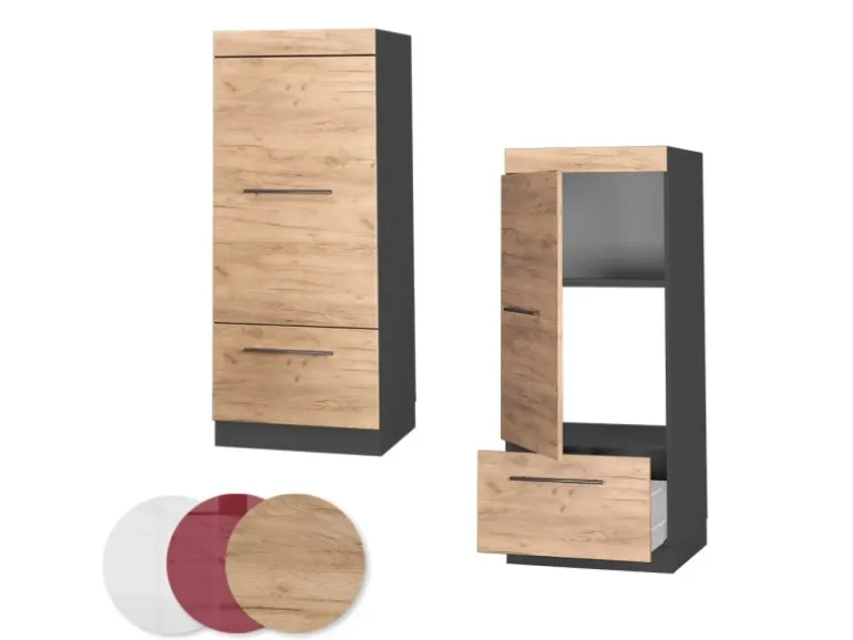 Vicco Mikrowellenschrank Fame-Line Küchenregal für die Mikrowelle Goldkraft Eiche/Anthrazit 60 cm