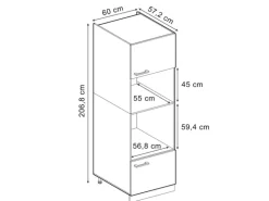 Vicco Mikrowellenschrank R-Line Küchenregal für die Mikrowelle Artisan-Eiche/Anthrazit 60 cm
