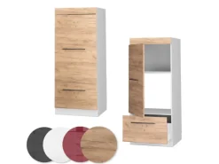 Vicco Mikrowellenschrank Fame-Line Küchenregal für die Mikrowelle Goldkraft Eiche/Weiß 60 cm