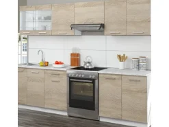 Vicco Raul Küchenzeile Sonoma 270 cm AP Marmor mit LED-LeistenRaul ohne E-Geräte