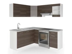 Vicco Rick Eckküche Weiß/Edelgrau 187 x 167 cm AP MarmorRick ohne E-Geräte