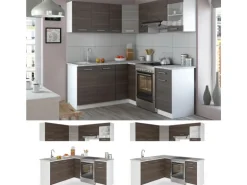 Vicco Rick Eckküche Weiß/Edelgrau 187 x 167 cm AP MarmorRick ohne E-Geräte