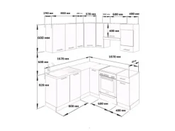 Vicco Rick Eckküche Weiß/Edelgrau 187 x 167 cm AP MarmorRick ohne E-Geräte