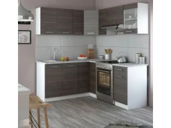 Vicco Rick Eckküche Weiß/Edelgrau 187 x 167 cm AP MarmorRick ohne E-Geräte