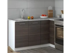 Vicco Rick Eckküche Weiß/Edelgrau 187 x 167 cm AP MarmorRick ohne E-Geräte