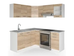 Vicco Rick Eckküche Weiß/Sonoma 187 x 167 cm AP MarmorRick ohne E-Geräte