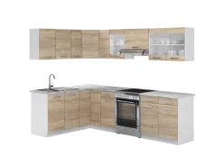 Vicco Rick Eckküche Weiß/Sonoma 267 x 167 cm AP MarmorRick ohne E-Geräte