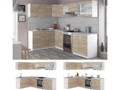 Vicco Rick Eckküche Weiß/Sonoma 267 x 167 cm AP MarmorRick ohne E-Geräte