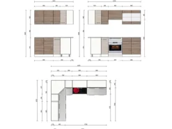 Vicco Rick Eckküche Weiß/Sonoma 227 x 167 cm AP Marmor mit LED-LeistenRick ohne E-Geräte