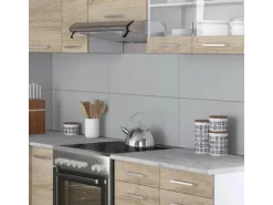 Vicco Rick Eckküche Weiß/Sonoma 227 x 167 cm AP Marmor mit LED-LeistenRick ohne E-Geräte