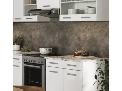 Vicco Rick Eckküche Weiß/Weiß Hochglanz 267 x 167 cm AP MarmorRick ohne E-Geräte