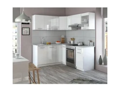 Vicco Rick Eckküche Weiß/Weiß Hochglanz 187 x 167 cm AP MarmorRick ohne E-Geräte