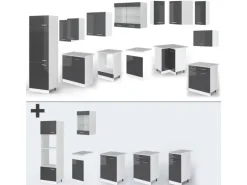 Vicco R-Line Eckküche Anthrazit Hochglanz/Weiß 227 x 287 cm AP Marmor ohne E-Geräte