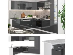 Vicco R-Line Eckküche Anthrazit Hochglanz/Weiß 227 x 287 cm AP Anthrazit ohne E-Geräte