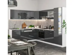 Vicco R-Line Eckküche Anthrazit Hochglanz/Weiß 227 x 287 cm AP Anthrazit ohne E-Geräte