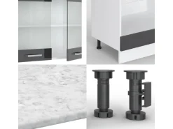 Vicco R-Line Eckküche Anthrazit Hochglanz/Weiß 227 x 287 cm AP Anthrazit ohne E-Geräte