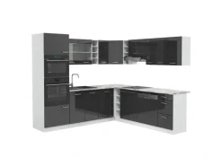 Vicco R-Line Eckküche Anthrazit Hochglanz/Weiß 237 x 60 cm ohne Arbeitsplatte ohne E-Geräte