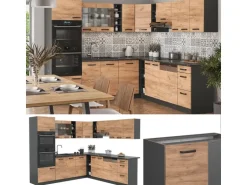 Vicco R-Line Eckküche Anthrazit/Goldkraft Eiche 237 x 247 cm AP Eiche ohne E-Geräte