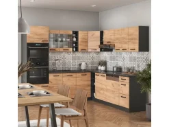 Vicco R-Line Eckküche Anthrazit/Goldkraft Eiche 237 x 247 cm AP Eiche ohne E-Geräte