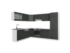 Vicco R-Line Eckküche Anthrazit Landhaus/Weiß 227 x 287 cm ohne Arbeitsplatte ohne E-Geräte