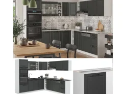 Vicco R-Line Eckküche Anthrazit Landhaus/Weiß 237 x 60 cm ohne Arbeitsplatte ohne E-Geräte