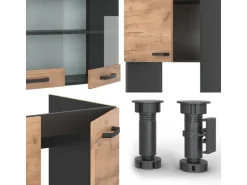 Vicco R-Line Eckküche Anthrazit/Goldkraft Eiche 237 x 247 cm AP Marmor ohne E-Geräte