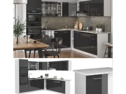 Vicco R-Line Eckküche Anthrazit Hochglanz/Weiß 237 x 247 cm AP Anthrazit ohne E-Geräte