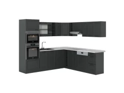 Vicco R-Line Eckküche Anthrazit Landhaus/Anthrazit 237 x 247 cm AP Marmor ohne E-Geräte