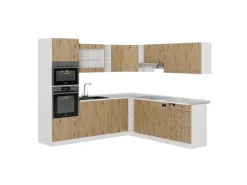 Vicco R-Line Eckküche Artisan Eiche/Weiß 237 x 247 cm AP Marmor ohne E-Geräte