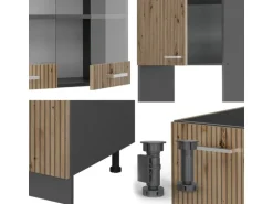 Vicco R-Line Eckküche Artisan Eiche/Anthrazit 237 x 247 cm AP Eiche ohne E-Geräte