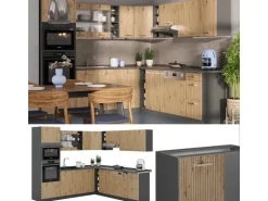 Vicco R-Line Eckküche Artisan Eiche/Anthrazit 237 x 247 cm AP Marmor ohne E-Geräte