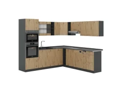 Vicco R-Line Eckküche Artisan Eiche/Anthrazit 237 x 247 cm AP Anthrazit ohne E-Geräte