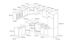 Vicco R-Line Eckküche Artisan Eiche/Weiß 227 x 287 cm ohne Arbeitsplatte ohne E-Geräte