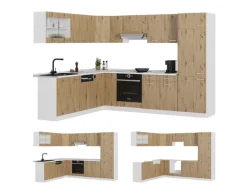 Vicco R-Line Eckküche Artisan Eiche/Weiß 227 x 287 cm ohne Arbeitsplatte ohne E-Geräte