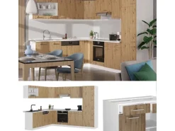 Vicco R-Line Eckküche Artisan Eiche/Weiß 227 x 287 cm AP Anthrazit ohne E-Geräte