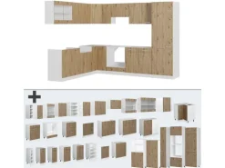 Vicco R-Line Eckküche Artisan Eiche/Weiß 227 x 287 cm AP Anthrazit ohne E-Geräte