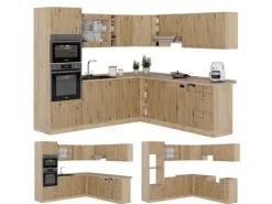 Vicco R-Line Eckküche Artisan-Eiche/Goldkraft Eiche 237 x 247 cm ohne Arbeitsplatte ohne E-Geräte