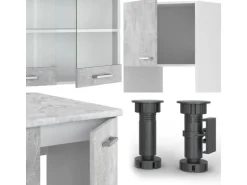 Vicco R-Line Eckküche Beton/Weiß 237 x 60 cm AP Marmor ohne E-Geräte