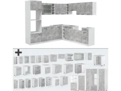 Vicco R-Line Eckküche Beton/Weiß 237 x 60 cm AP Marmor ohne E-Geräte