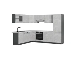 Vicco R-Line Eckküche Beton/Anthrazit 227 x 287 cm AP Marmor ohne E-Geräte