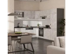 Vicco R-Line Eckküche Beton/Anthrazit 227 x 287 cm AP Marmor ohne E-Geräte