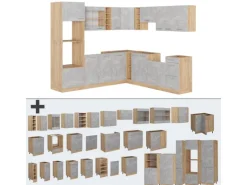 Vicco R-Line Eckküche Beton/Goldkraft Eiche 237 x 60 cm ohne Arbeitsplatte ohne E-Geräte