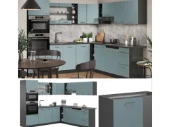 Vicco R-Line Eckküche Blau-Grau/Anthrazit 237 x 247 cm AP Anthrazit ohne E-Geräte