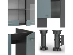 Vicco R-Line Eckküche Blau-Grau/Anthrazit 237 x 247 cm AP Anthrazit ohne E-Geräte