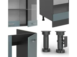 Vicco R-Line Eckküche Blau-Grau/Anthrazit 227 x 287 cm AP Anthrazit ohne E-Geräte