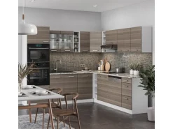 Vicco R-Line Eckküche Edelgrau/Weiß 237 x 60 cm ohne Arbeitsplatte ohne E-Geräte